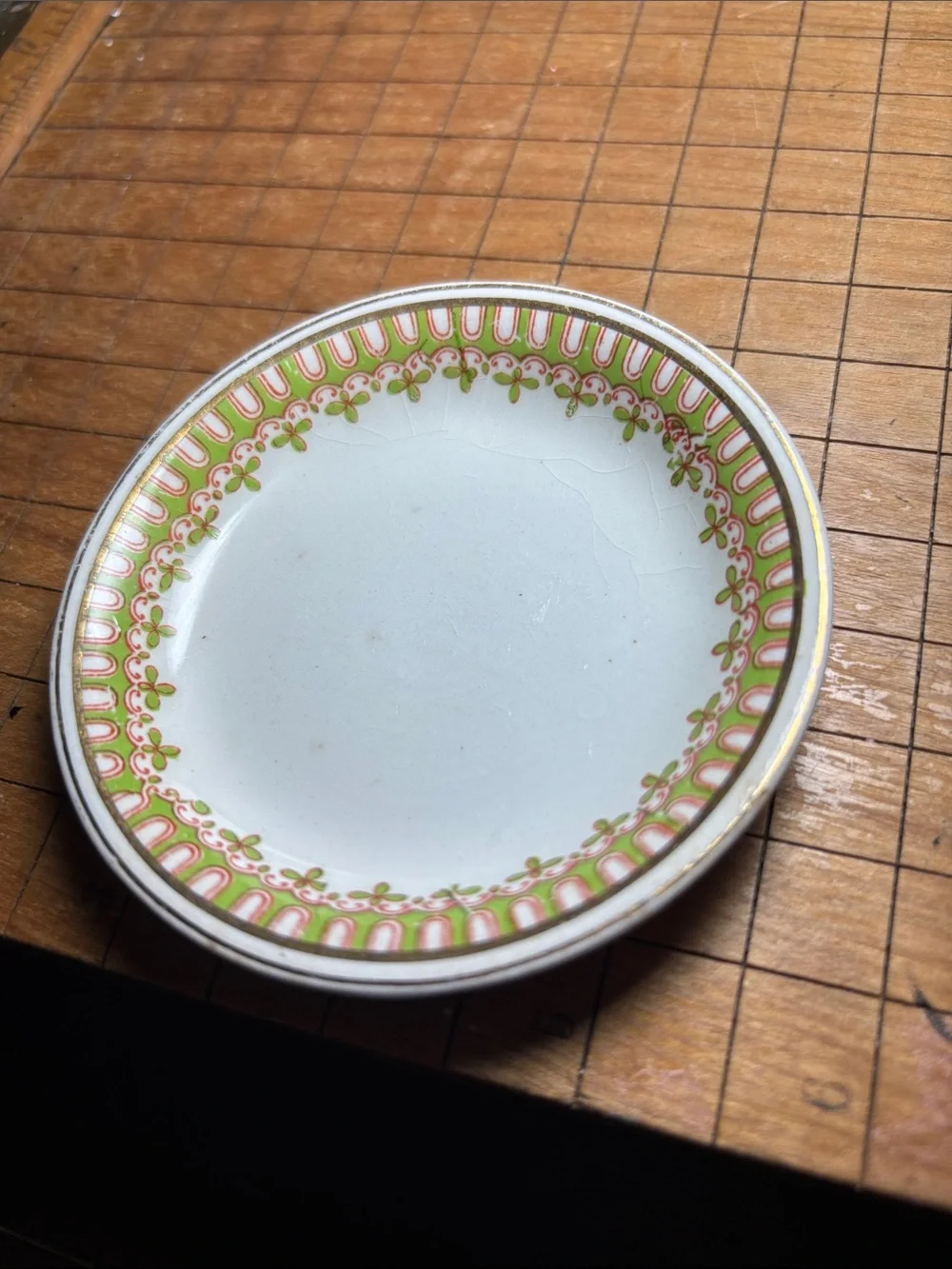 Vintage Ceramic Serving Platter 2 Dishes 4 Cup Set Roses Cream, Green, Gold Trim